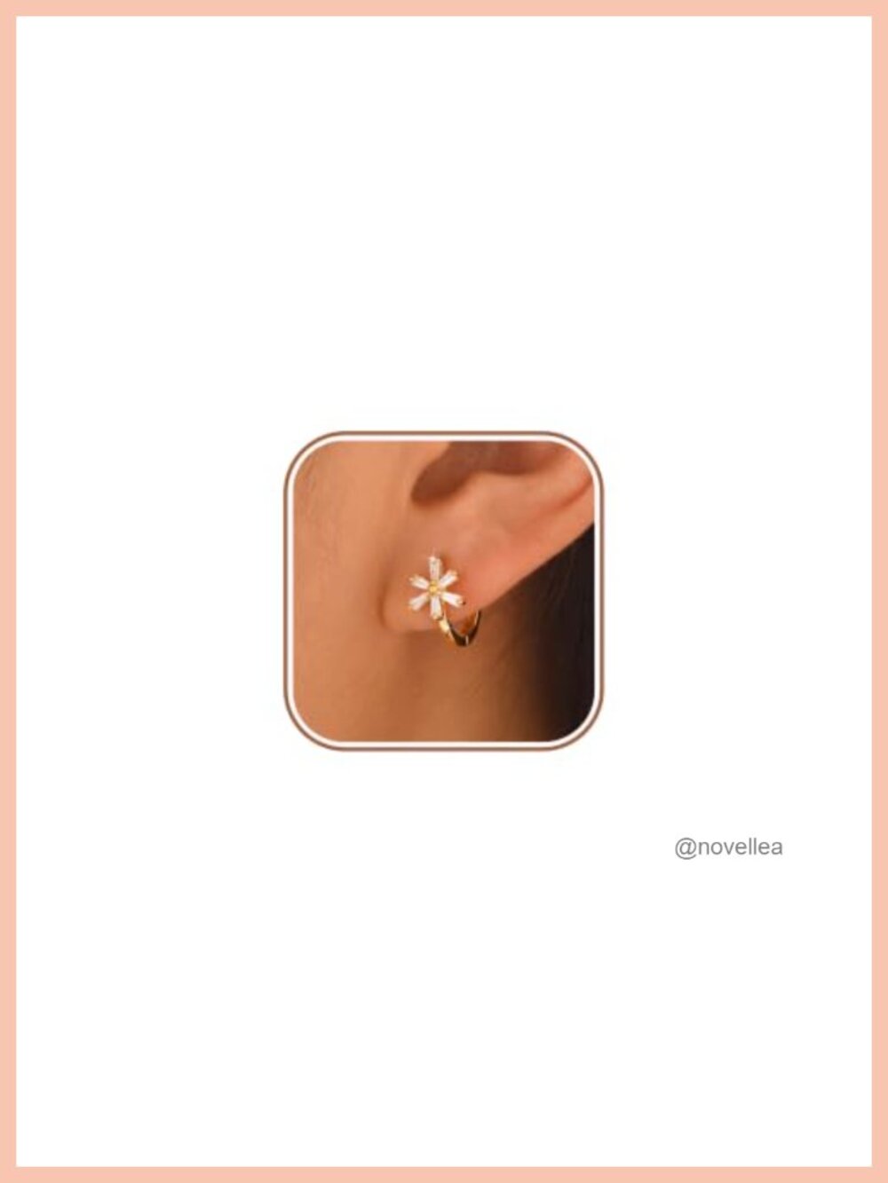 Sterling Silver Flower Cubic Zirconia Hoop Earrings